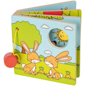 První knížka - Naše zahrádka, 4 dřevěné listy (Goki)