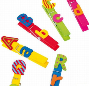 Kolíčky - Velká barevná sada, písmena ABC, 26ks (Legler)