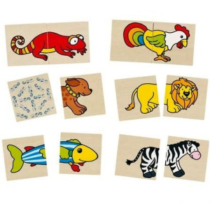 Puzzle pro nejmenší - Pexeso popletená zvířátka, 32ks (Goki)