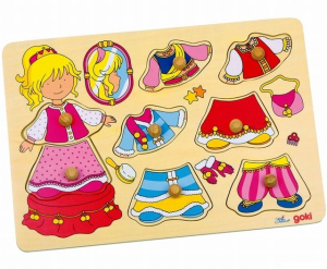 Puzzle oblékání na desce - Šatní skříň princezna, 8ks (Goki)