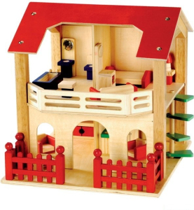 Domeček pro panenky - S terasou a vybavením (Bino)