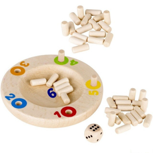 Společenská hra - Šťastná šestka, miska dřevěná (Goki)