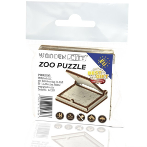 Hlavolam dřevěný - Cestovní mini hra, ZOO puzzle (Wooden City)