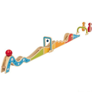 Kuličková dráha - Dřevěná s kuželkami, 20 dílů (Goki)