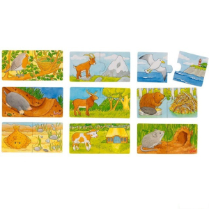 Puzzle pro nejmenší - Kdo kde bydlí, 18ks (Goki)