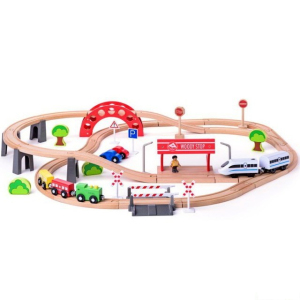 Vláčkodráha Woody - S elektrickou mašinkou a viaduktem, 60 dílů