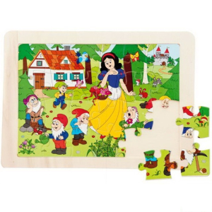 Puzzle na desce - Pohádka Sněhurka, 24ks (Woody)