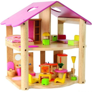 Domeček pro panenky - Růžový + nábytek (Voila)