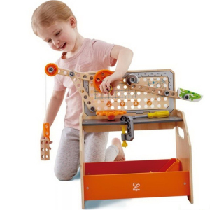 Stavebnice montážní - Vědcův ponk střední, 58 dílků (Hape)