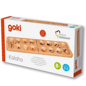Společenská hra - Kalaha dřevěná, velká s kameny (Goki)