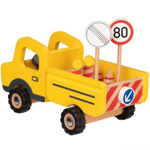 Auto - Dřevěné ze stavby + dopravní značky (Goki)