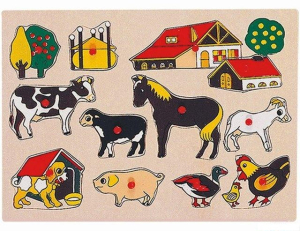 Puzzle vkládací - Statek, 12ks (Woody)