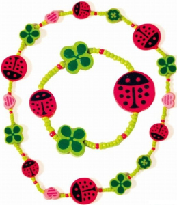 Dřevěná bižuterie - Sada, Beruška a čtyřlístek (Woody)