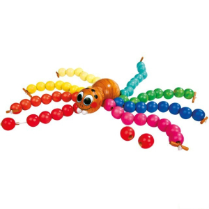 Navlékání tvarů - Dřevěný pavouk s korálky (Small foot)