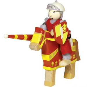 Postavička dřevěná - Rytíř červený na koni (Goki)