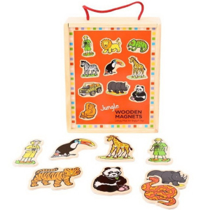 Magnetky - Jungle safari dřevěné, 20ks (Bigjigs)