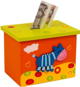 Pokladnička - Box oranžový se zebrou (Legler)