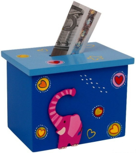 Pokladnička - Box modrý se slonem (Legler)