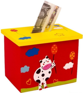 Pokladnička - Box červený s kravičkou (Small foot)