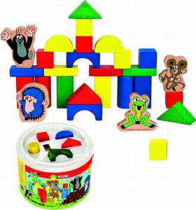 Kostky - Barevné v kyblíku, Vhazovačka, Krtek, 34ks (Bino)