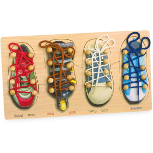 Puzzle s provléhání - Zavazování tkaniček (Small foot)