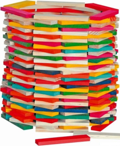 Kostky - Stavebnice přírodní/barevná, Simona, 200ks (Woody)