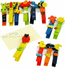 Kolíčky - Menší barevná sada, Zvířátka, 12ks (Bigjigs)