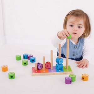 Skládačka - Nasazování na tyč, Barevné květinky (Bigjigs)