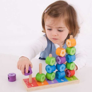 Skládačka - Nasazování na tyč, Barevné květinky (Bigjigs)
