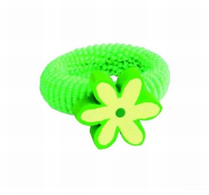 Dřevěná bižuterie - Vlasová gumička, Kytička zelená (Detoa)