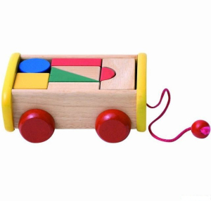 Kostky - Barevné ve vozíku, malý vozík, 8ks