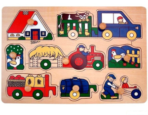 Puzzle vkládací - Zemědělské stroje, 8ks (Woody)