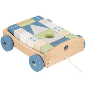 Kostky - Barevné ve vozíku, Lifestyle modrá, 20ks (Goki)