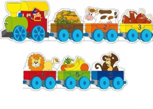 Puzzle pro nejmenší - Vlak s čísly a zvířátky, Mašinka (Woody)