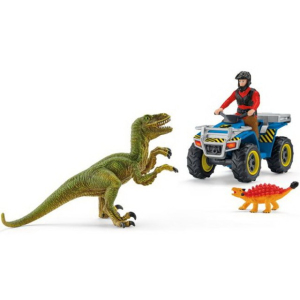 Schleich - Dinosaurus set, Útěk před Velociraptorem na čtyřkolce