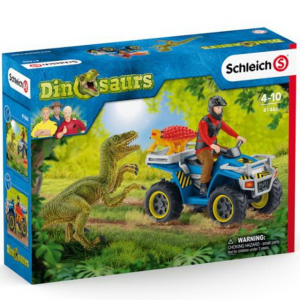 Schleich - Dinosaurus set, Útěk před Velociraptorem na čtyřkolce