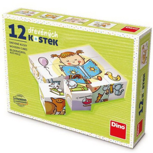 Kostky obrázkové 12ks - Hezký den (Dino)