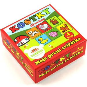 Kostky obrázkové 4ks - Moje první zvířátka (Teddies)