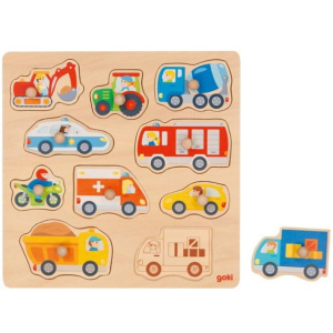 Puzzle vkládací - Dopravní prostředky, 10ks (Goki)