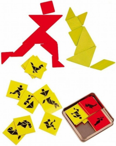 Tangram dřevěný - Pro 2 hráče s podklady (Legler)