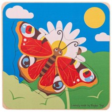Puzzle vícevrstvé - Životní cykly motýla, 3 vrstvy (Bigjigs)