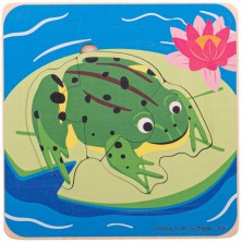 Puzzle vícevrstvé - Životní cykly žáby, 3 vrstvy (Bigjigs)