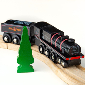 Vláčkodráha vláčky - Lokomotiva replika Black 5 engine + 3 koleje (Bigjigs)