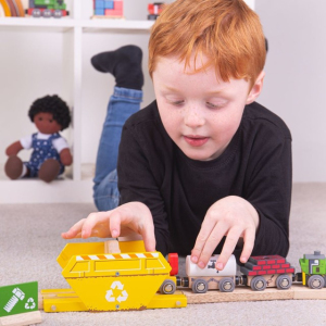 Vláčkodráha budovy - Kontejner recyklace (Bigjigs)