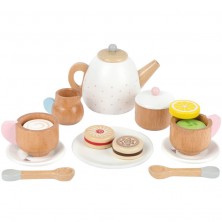 Kuchyň - Dřevěný čajový set se sušenkami (Small foot)