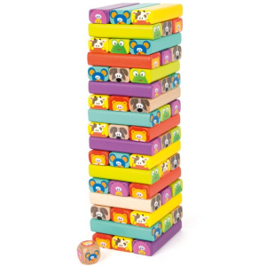 Jenga barevná - Se zvířátky dřevěná (Small foot)