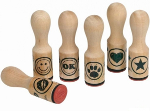 Razítka dřevěná - Symboly, 6ks (Goki)