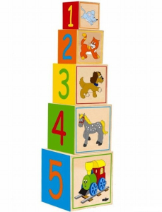 Pyramida - Věž z 5 kostek, Mašinka (Woody)