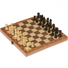 Šachy - Dřevěné 30x30 cm, Skládací box (Goki)