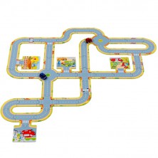 Puzzle podlahové - Dráha pro autíčka + 2 auta (Goki)